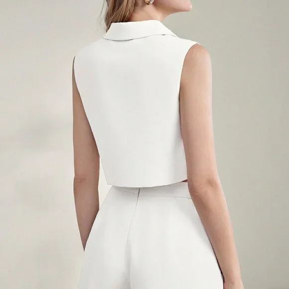 Apricot Casual Women's Striped Button Front Sleeveless Blouse - Picture 2 of 8